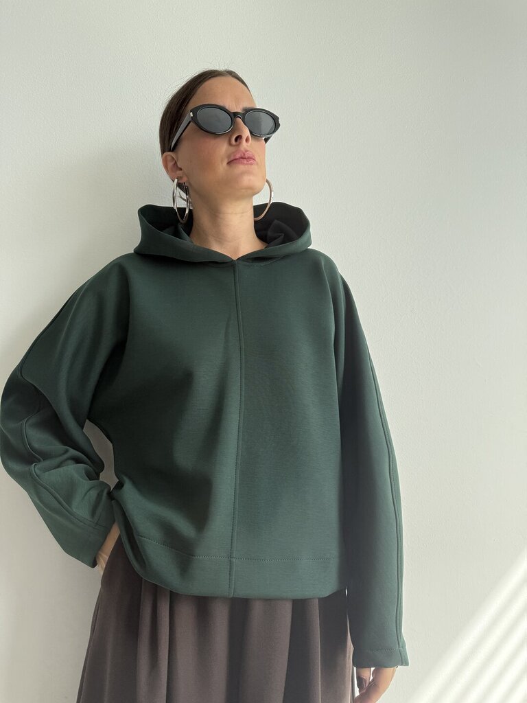 Felpa Milano cappuccio + 𝚌𝚘𝚕𝚘𝚛𝚒 - Verde Bottiglia 