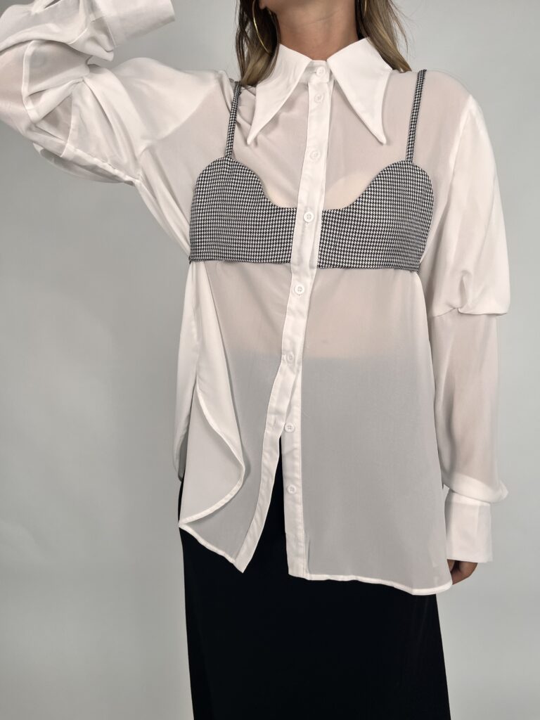 Camicia top pied poule 