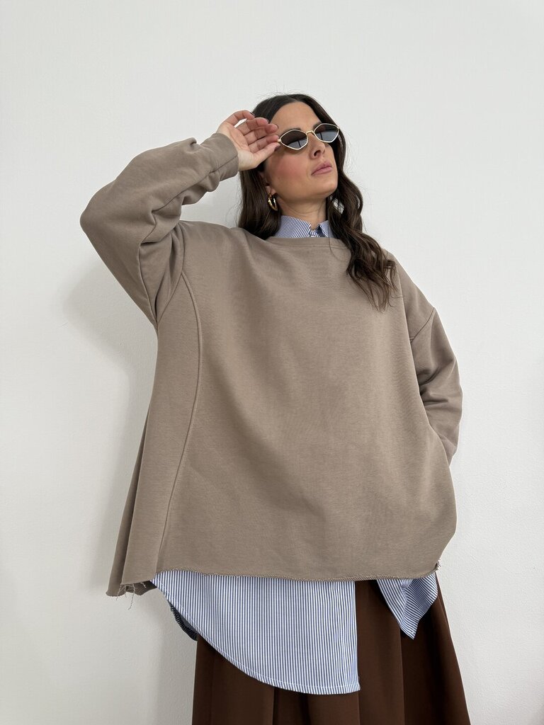 Felpa svasata Set Marwa - nocciola 