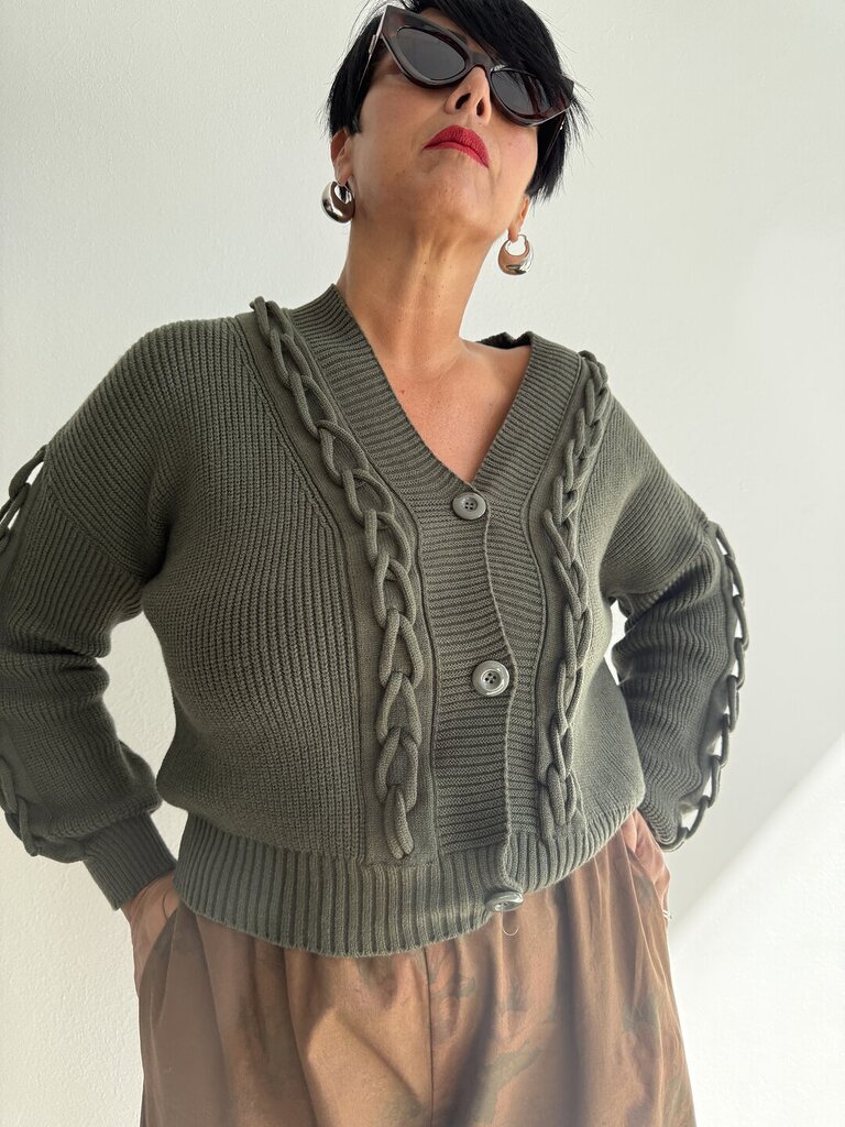 Cardigan LUNA - verde militare 