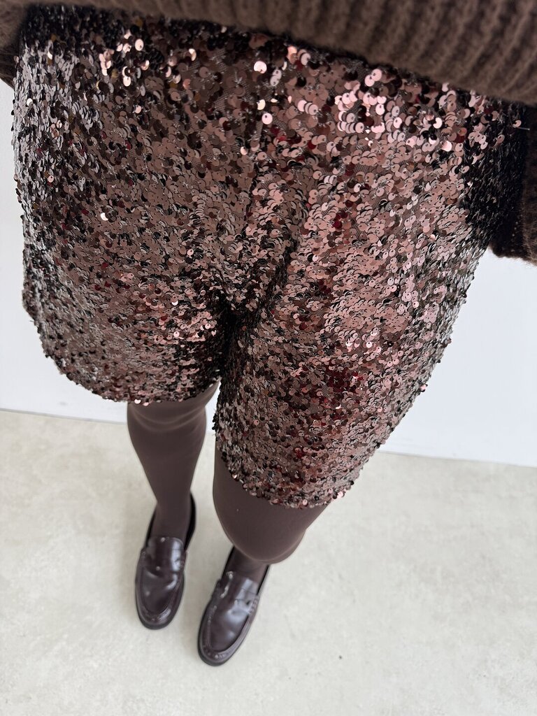 Shortpanta Paillettes - Marrone 