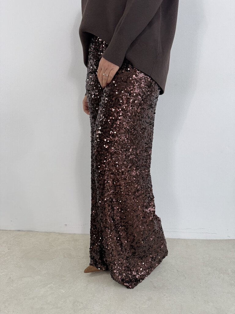 Pantalone Paillettes - Marrone 