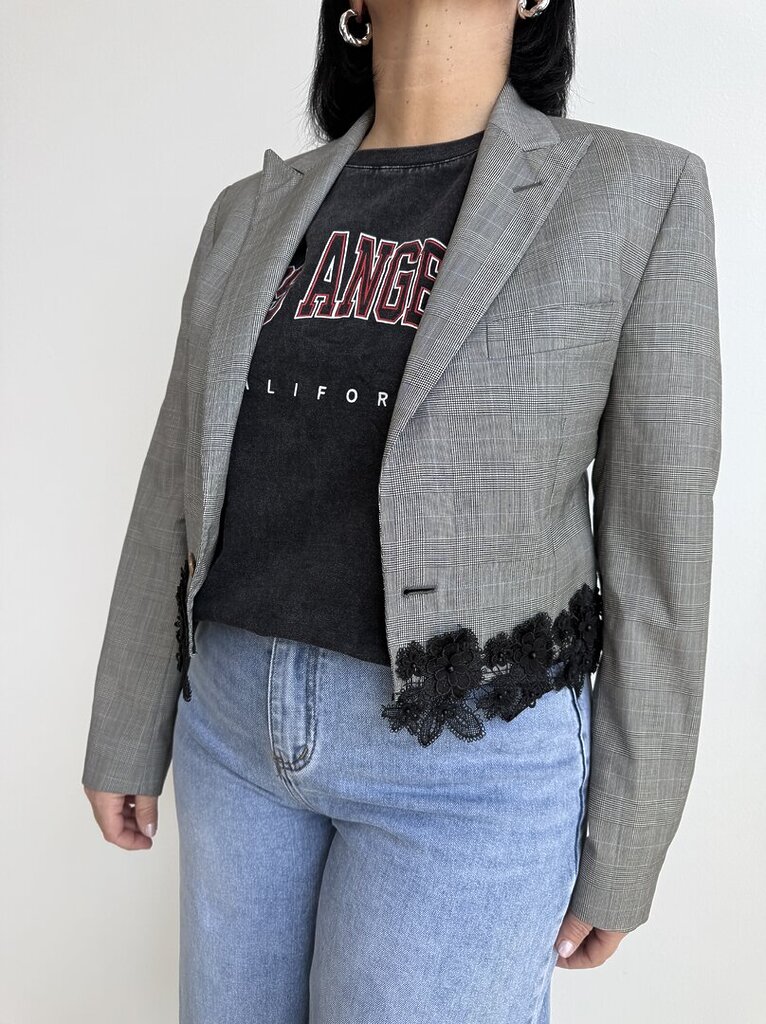 Blazer crop vintage galles grigio pizzo 