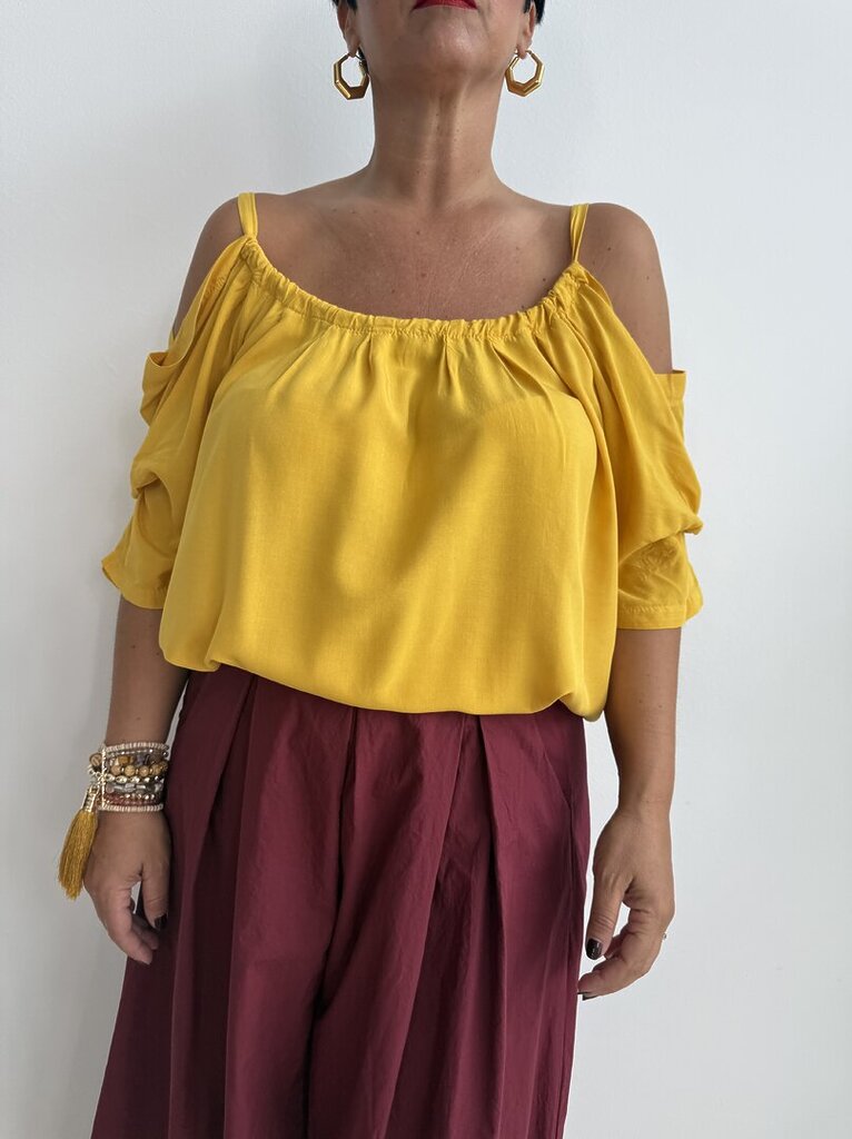Blusa manica a spalla scoperta - Giallo Ocra 