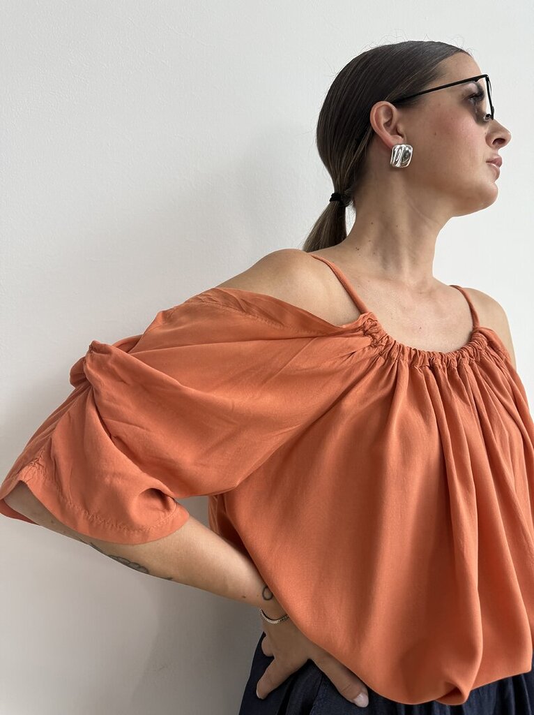 Blusa manica a spalla scoperta - arancio 