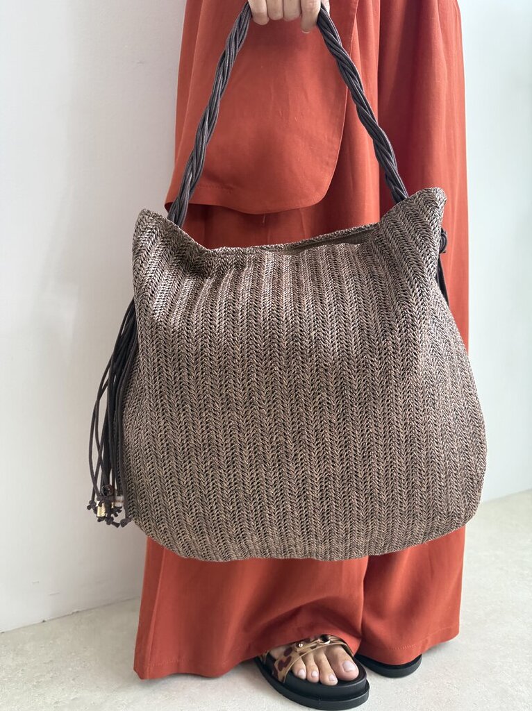 Bag SHOPPER tracolla mille fili marrone 