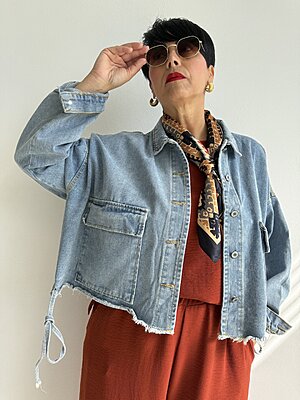 Giubbetto crop denim