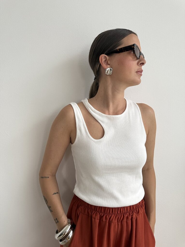 Top costina cut out - Bianco 