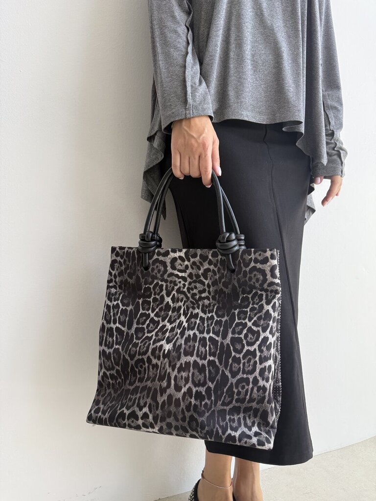 Bag maculato nero manico nodo 