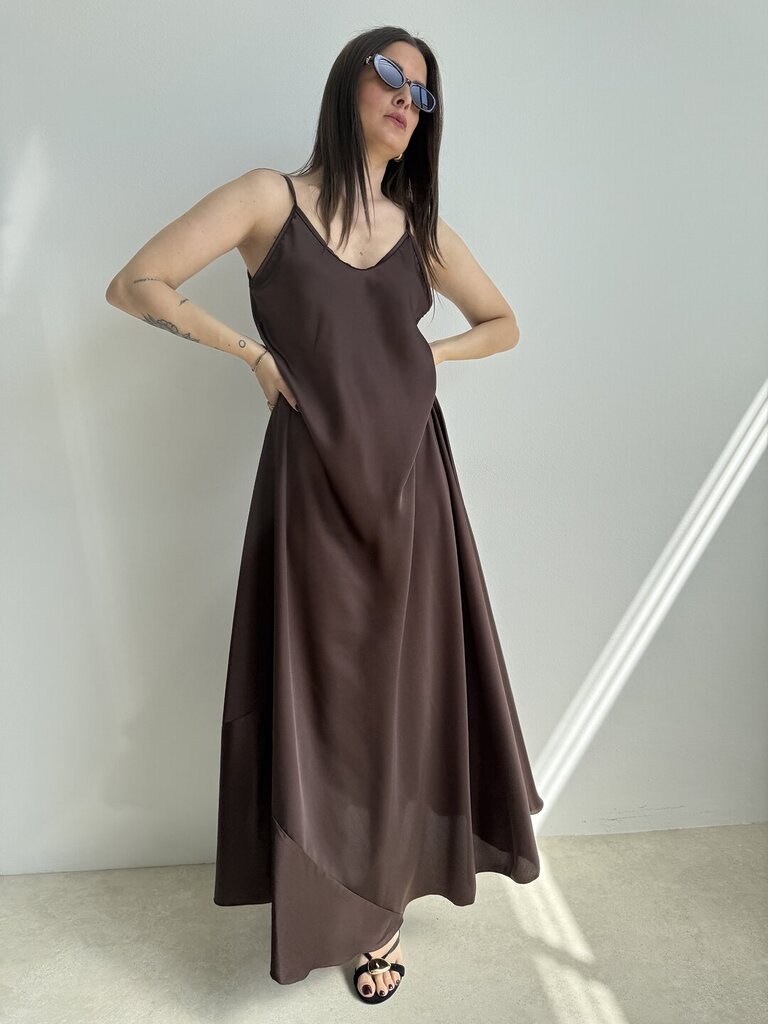 Abito Ludmilla satin - cioccolato 