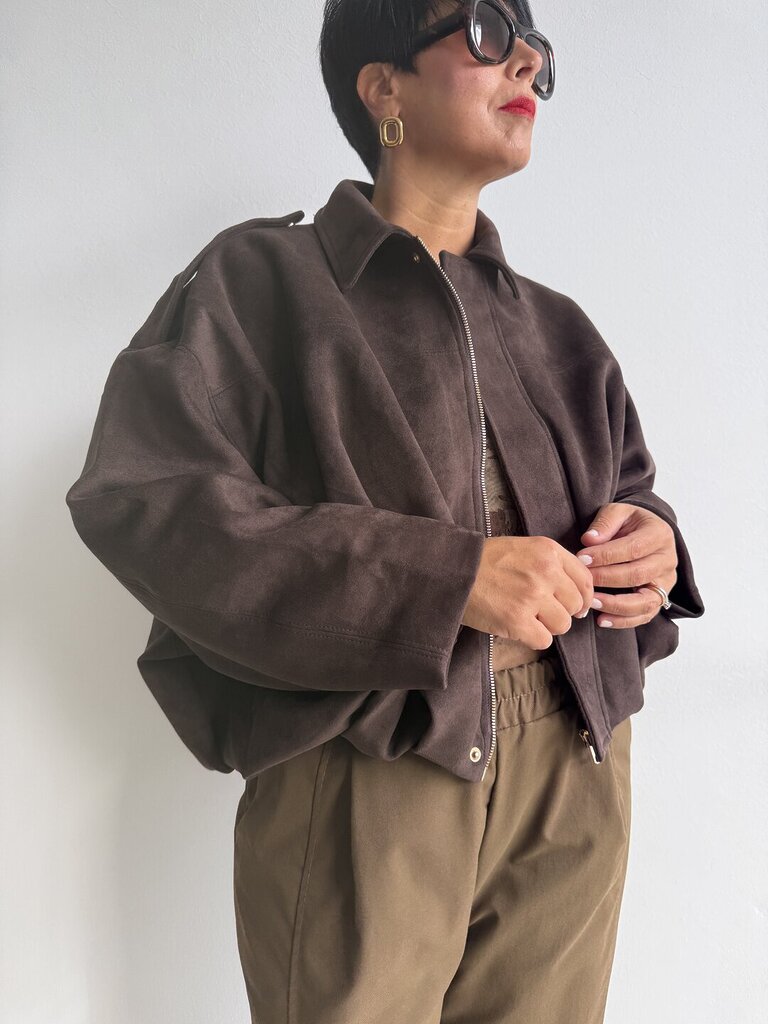 Giubbino Suede bomber - cioccolato 