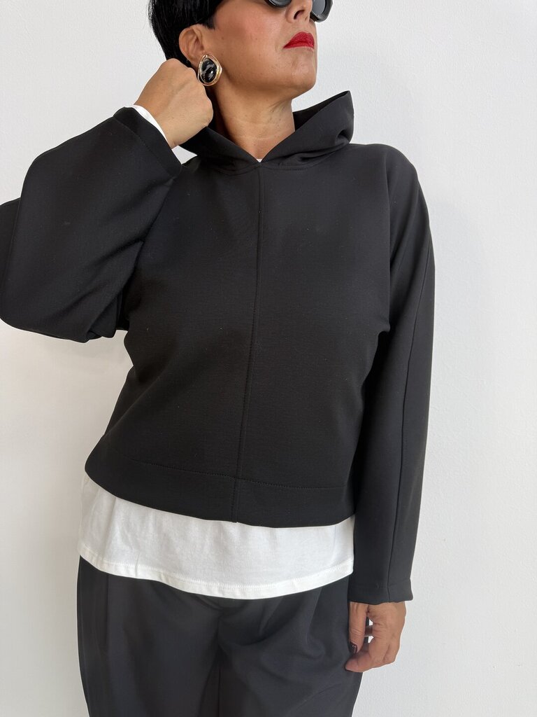 Felpa Milano cappuccio + 𝚌𝚘𝚕𝚘𝚛𝚒 - Nero 