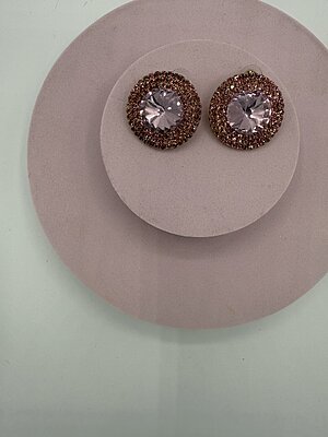 Orecchino pink strass botton