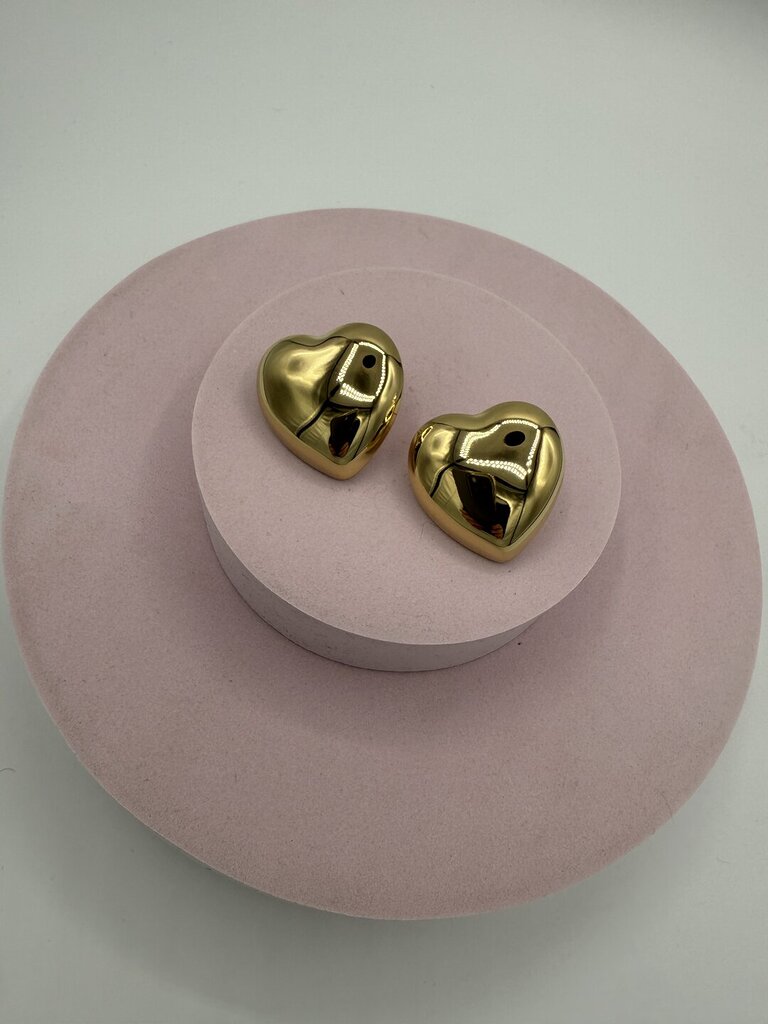 Orecchino placca cuore oro 