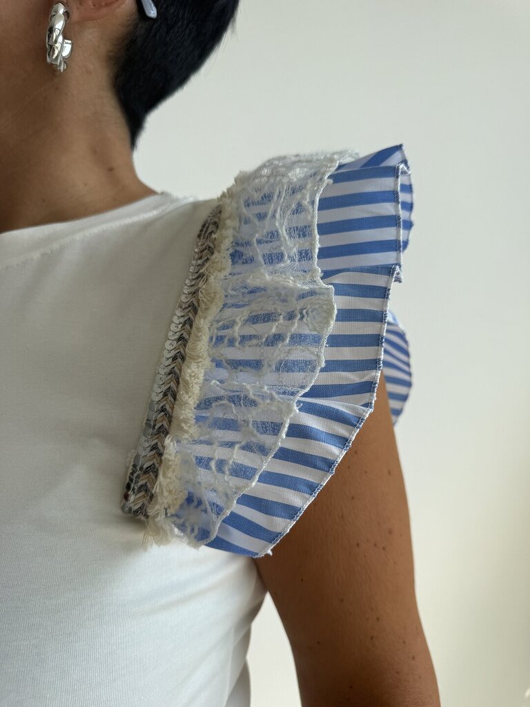 Ts spalla grosgrain - Celeste 