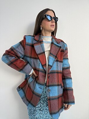 Giacca check mattone