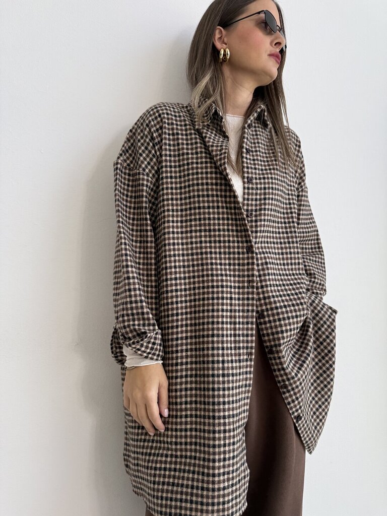 Camicia vichy black brown nut -  - 