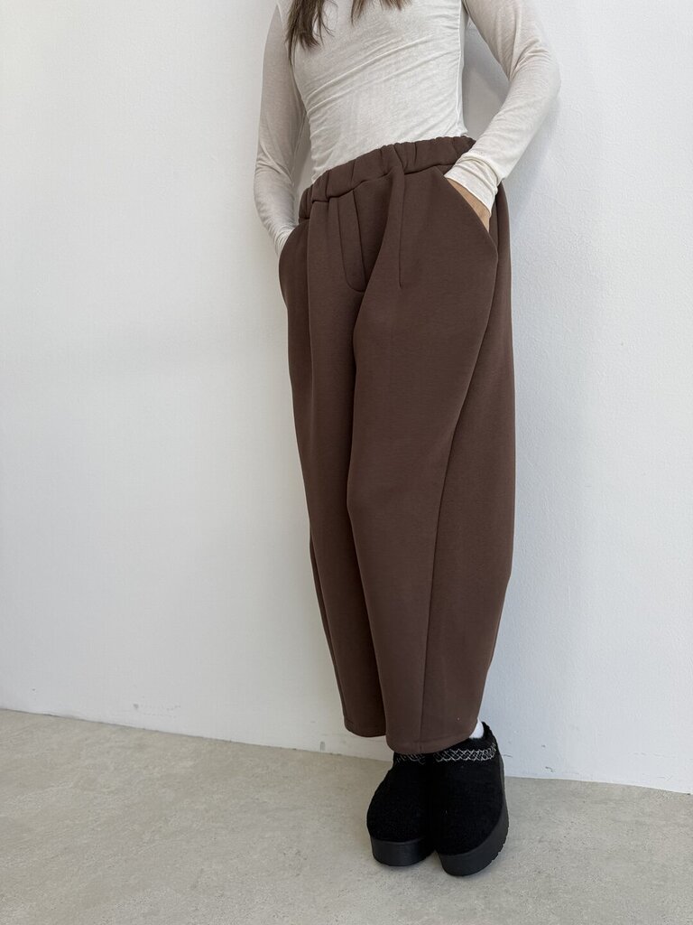 Panta sporty ovetto felpato - Marrone 