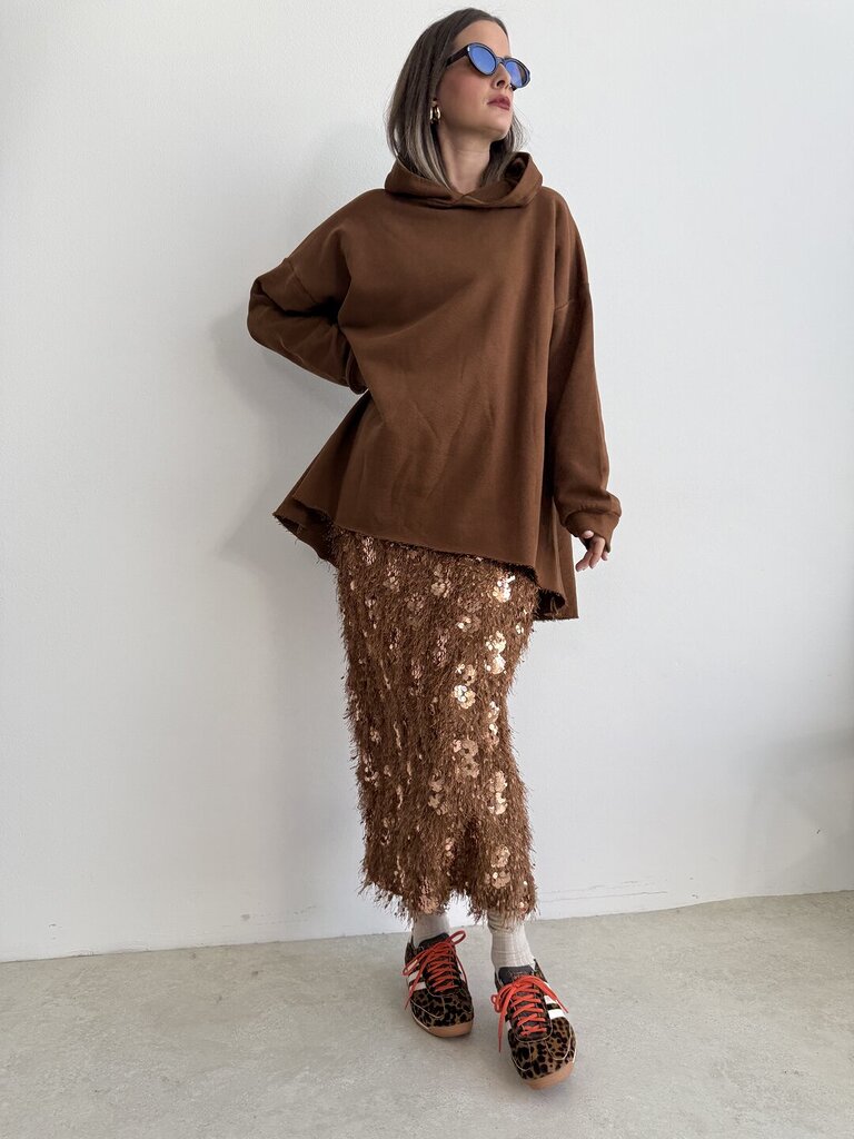 Gonna paillettes evento - marrone bruciato 