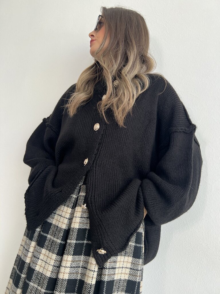 Cardigan Lucilla bottongold - Nero 