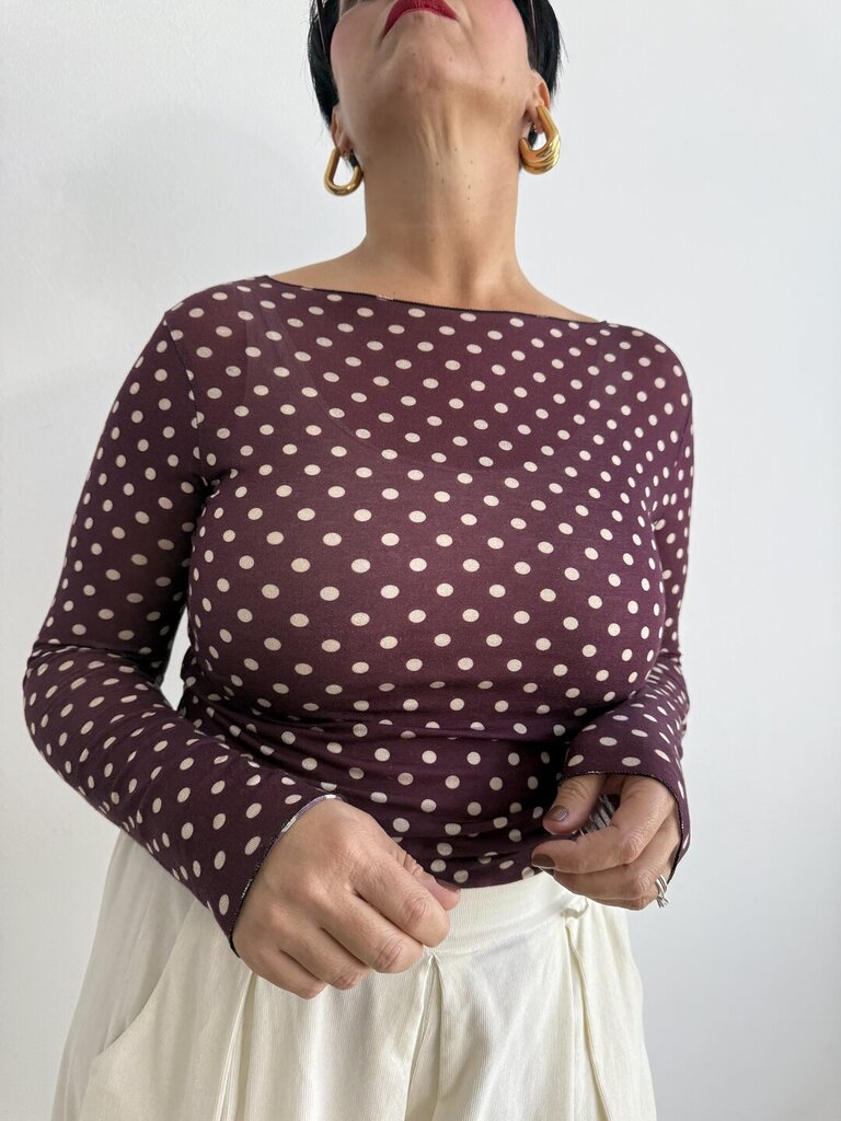 Maglia pois cachemire - Bordeaux 
