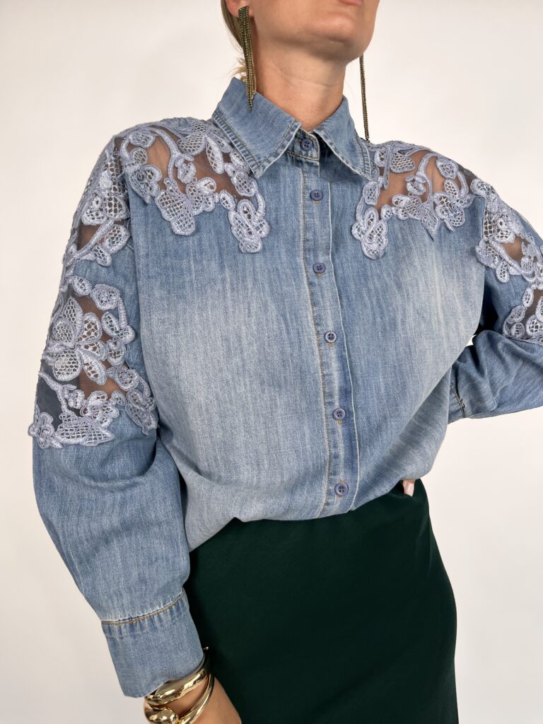 Camicia denim pizzo 