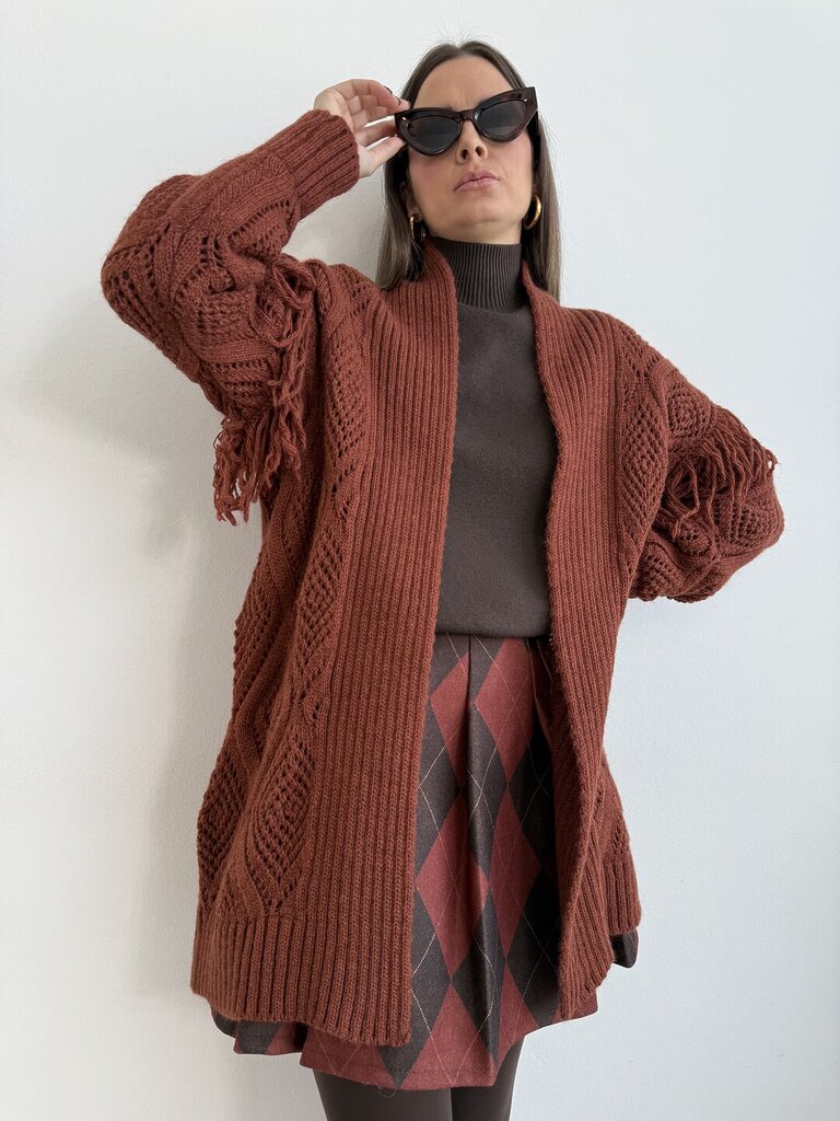 Cardigan traforo frange 