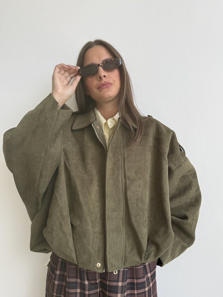 Giubbino Suede bomber - verde militare 