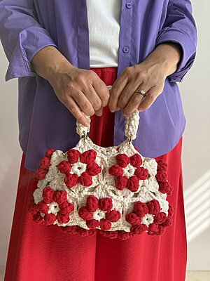 Bag crochet fiore red