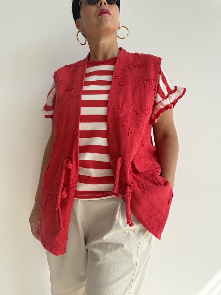 Gilet Petalo denim - Rosso 