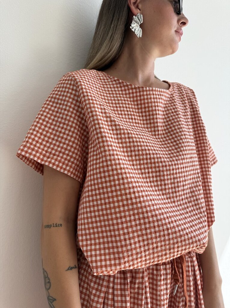 Blusa trapezio vichy SET JULIA - arancio 