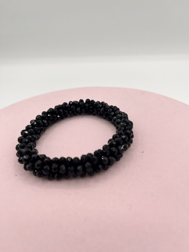 Bracciale elastico microperline nero 