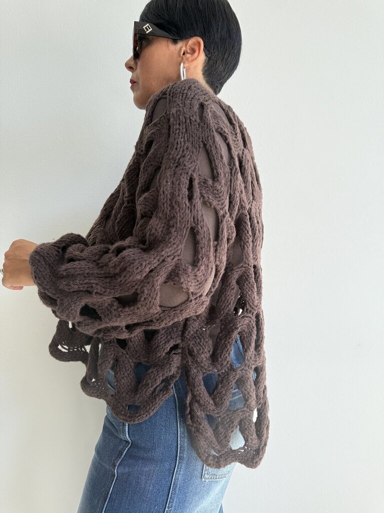 Pull traforo SIDNEY - cioccolato 