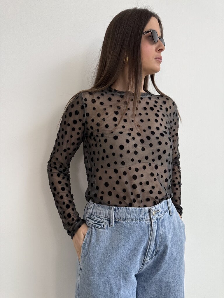 Maglia tulle pois - fumo 