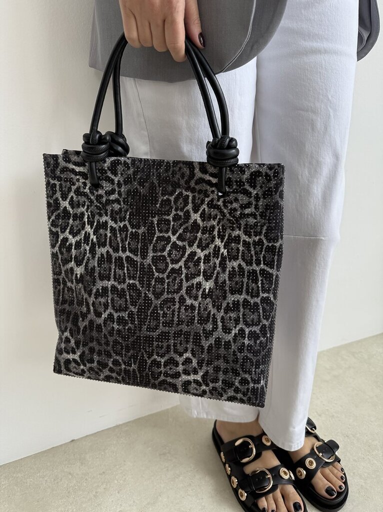 Bag maculato nero manico nodo 