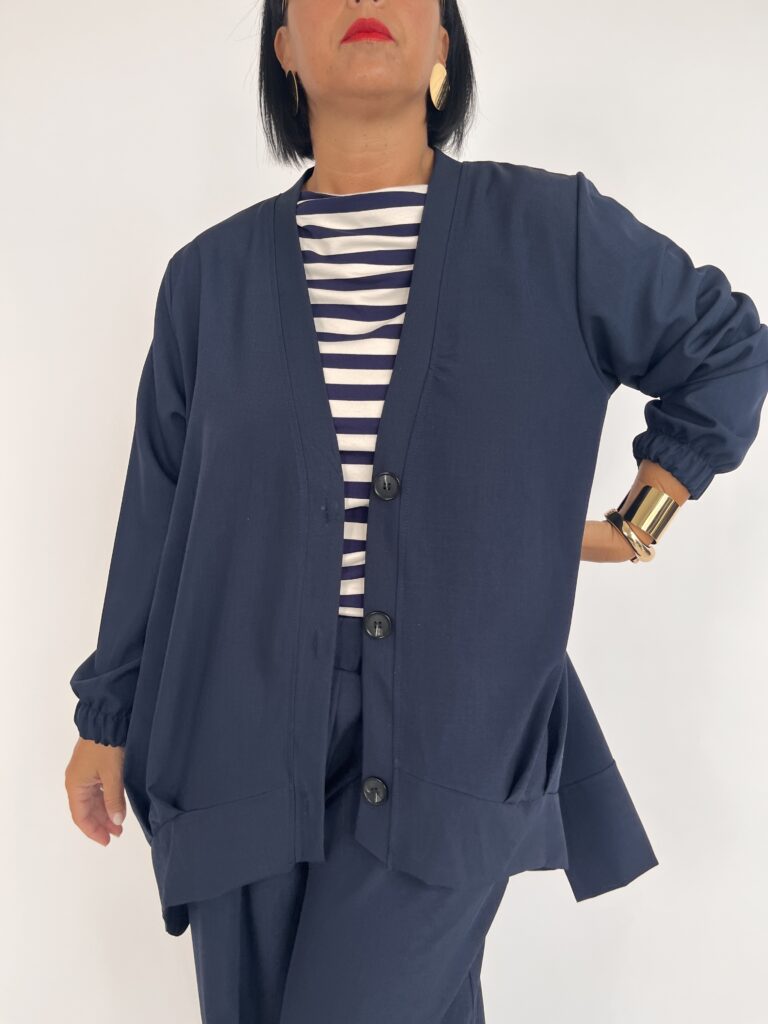 Cardigan ovetto MARY - Blu 