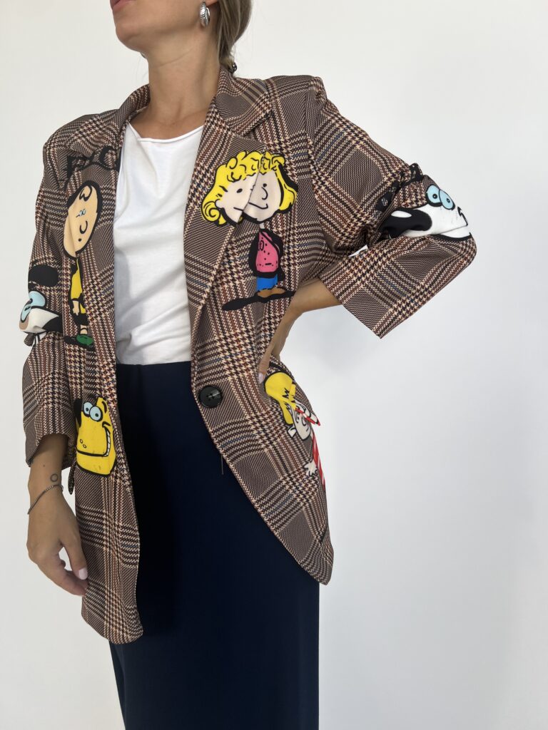 Blazer over tartan cartoon 