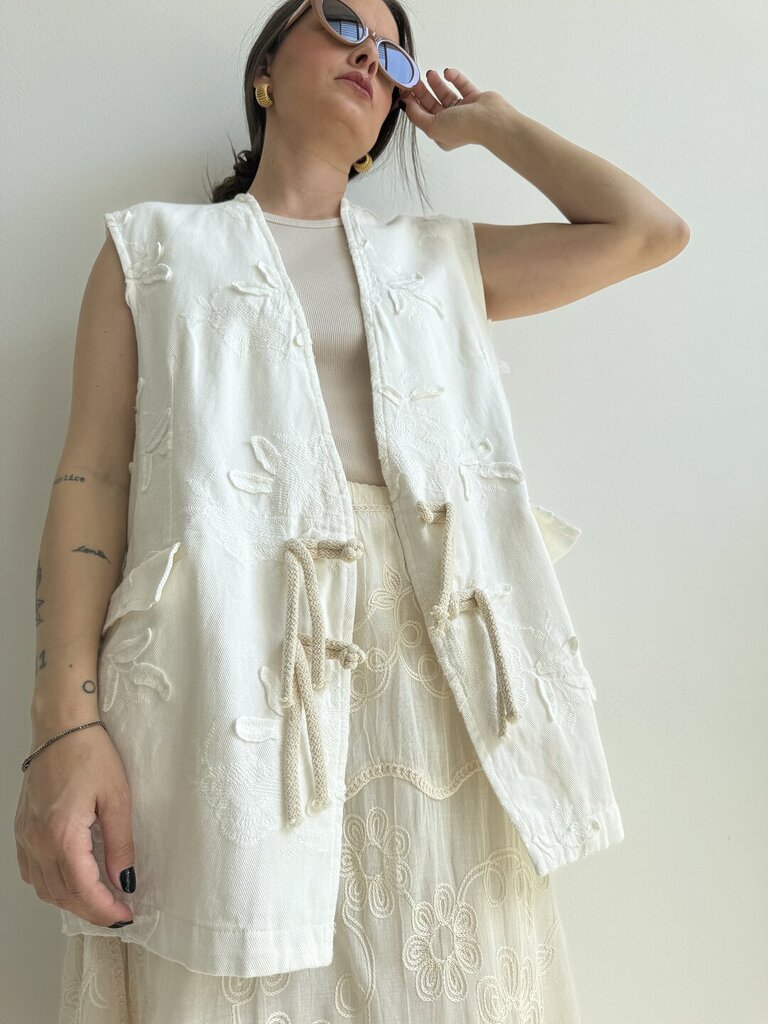 Gilet Petalo denim - Bianco 