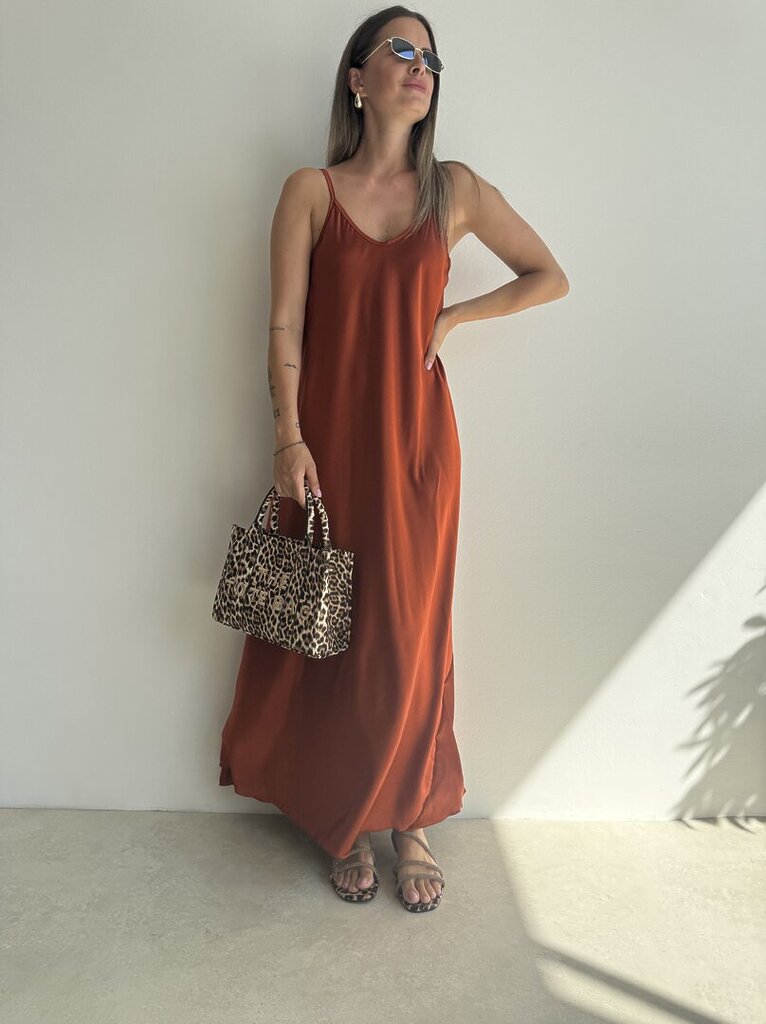 Abito satin POSITANO - ruggine 