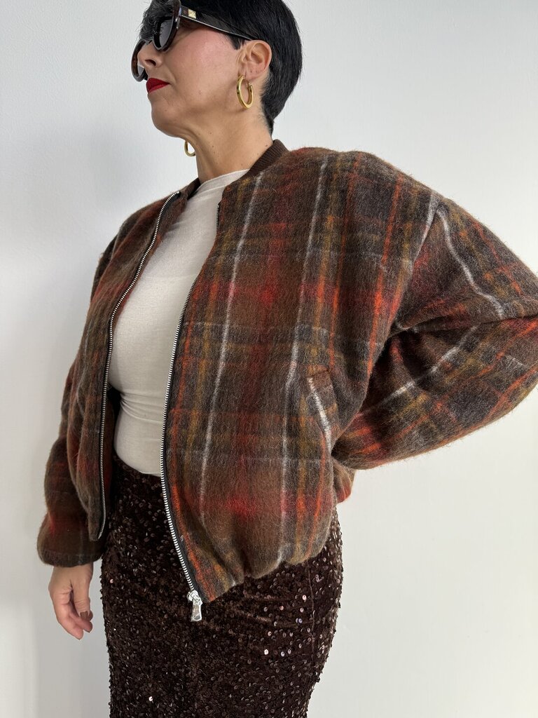 Bomber tartan lana cotta 