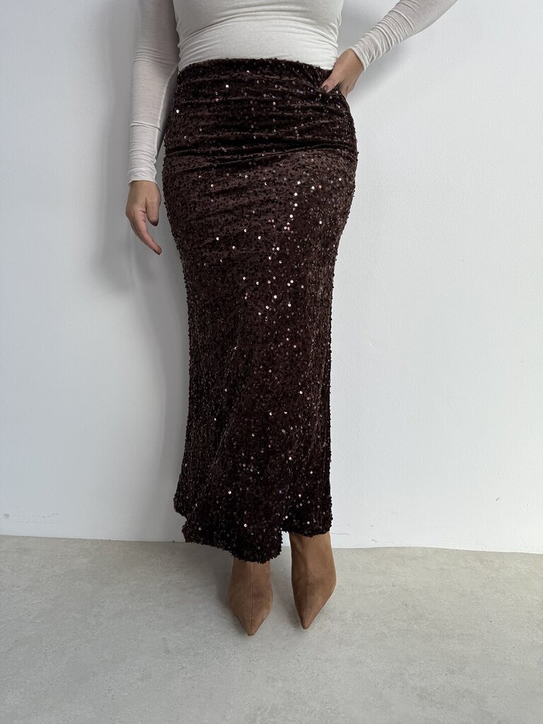 Gonna Glam paillettes - Marrone 