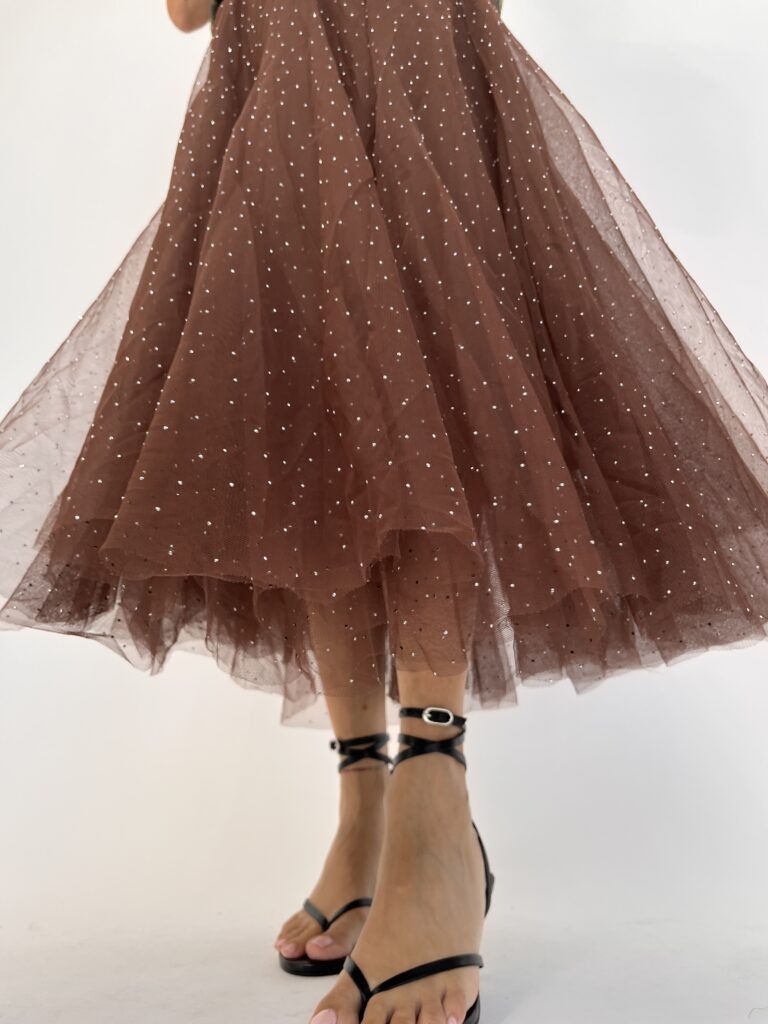 Gonnellone tulle strass - marrone 