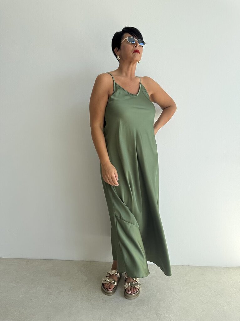 Abito satin POSITANO - verde militare 