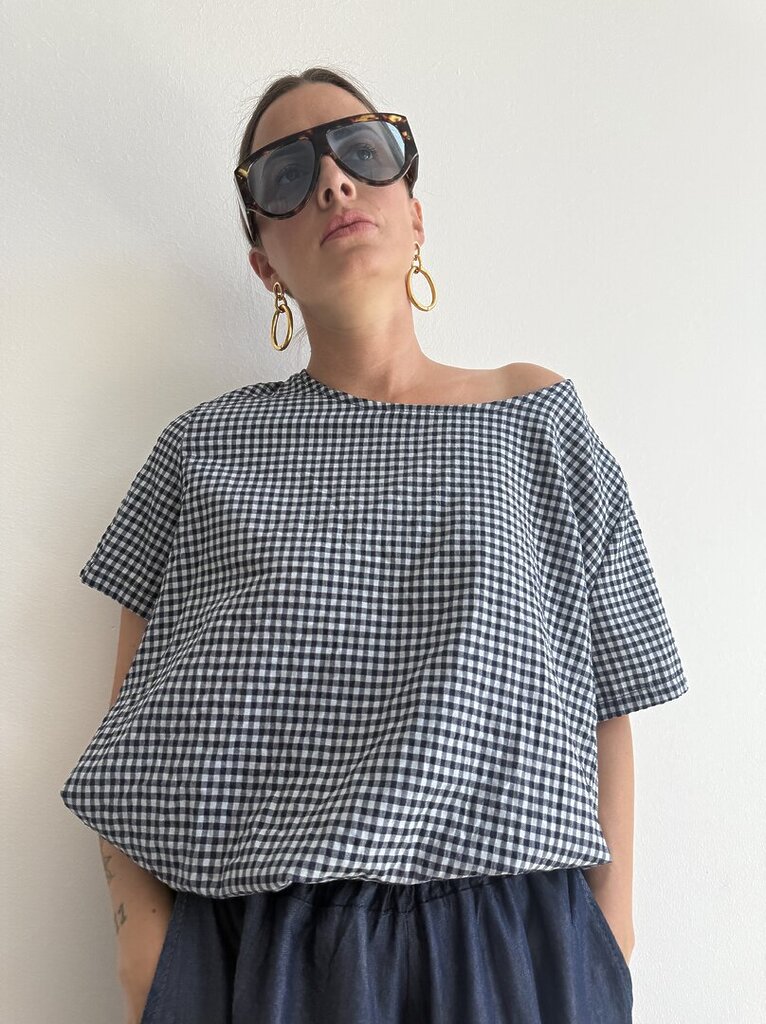 Blusa trapezio vichy SET JULIA - Blu 