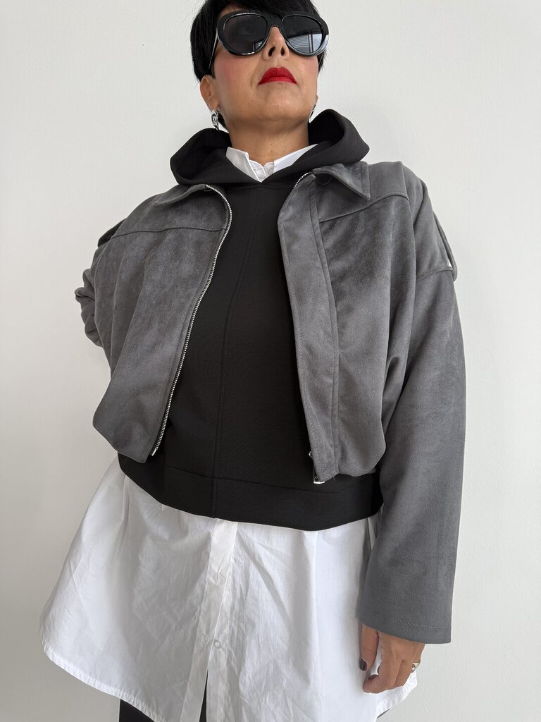 Giacca bomber suede Francis - Grigio 