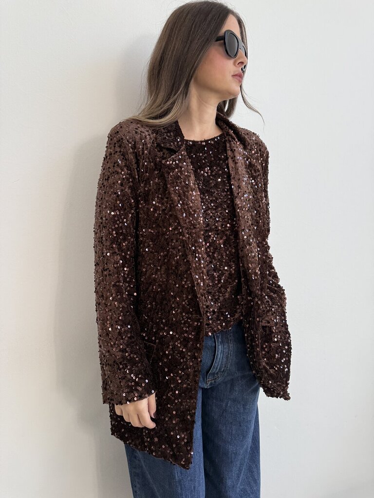 Giacca Glam paillettes - Marrone 