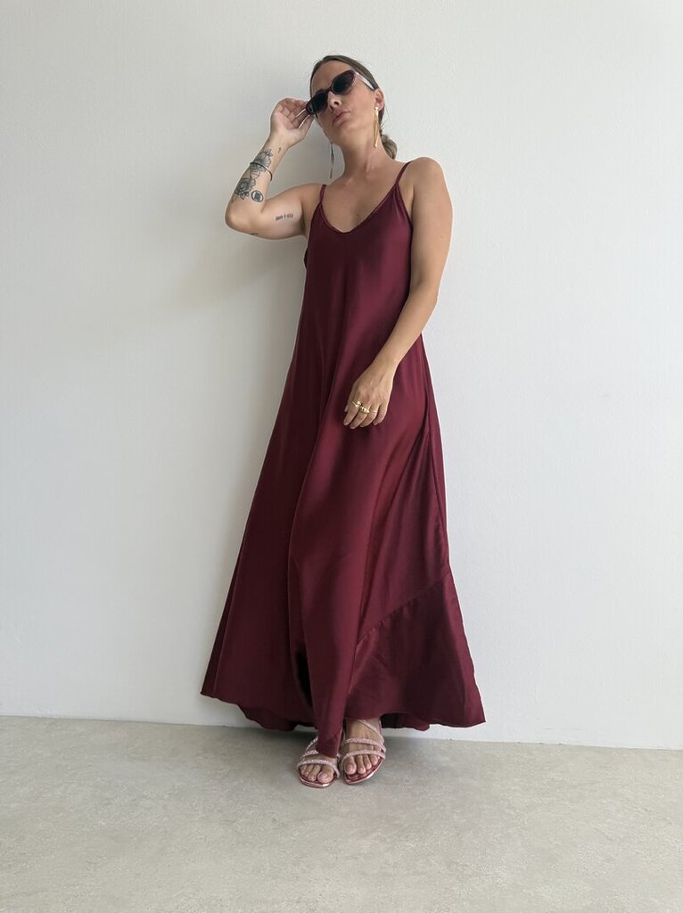 Abito satin POSITANO - Bordeaux 