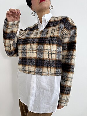 Blusa V tartan pelo