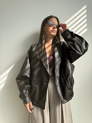 Bomber intreccio ecopelle