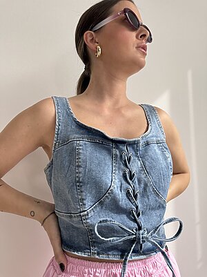 Top corsetto denim